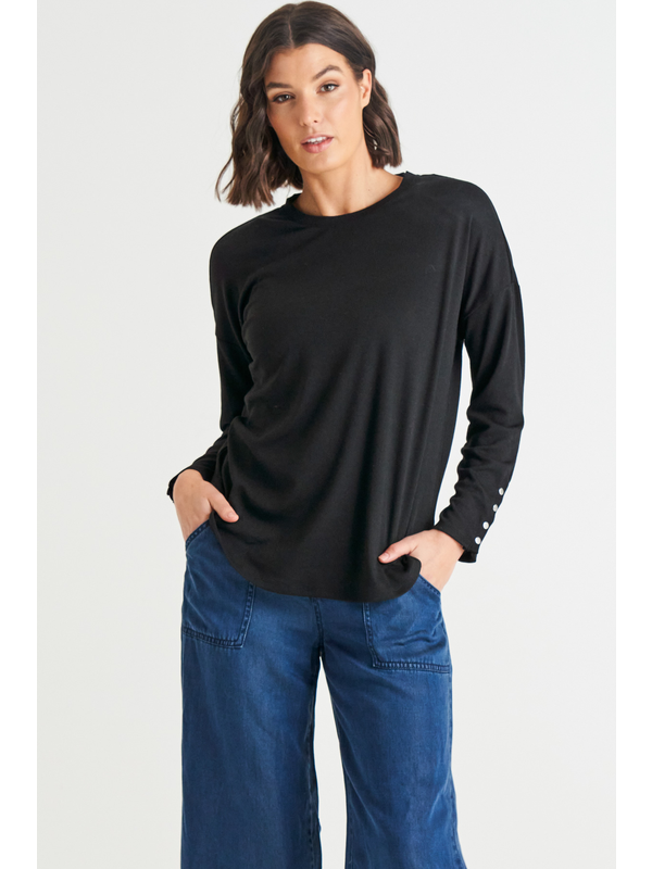 Betty Basics Malika Ribbed Long Sleeve - Black