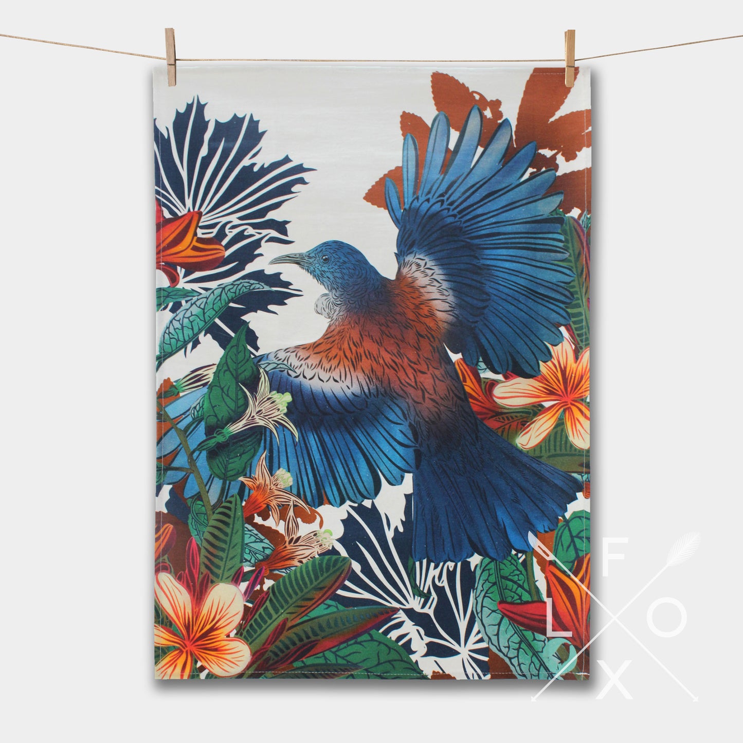 Flox TŪĪ & FRANGIPANI COTTON TEA TOWEL