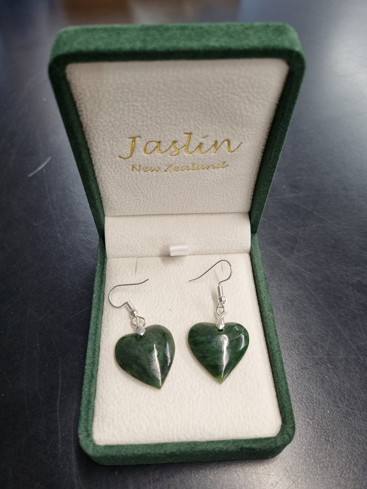 Jaslin Greenstone - Heart Earrings 20mm