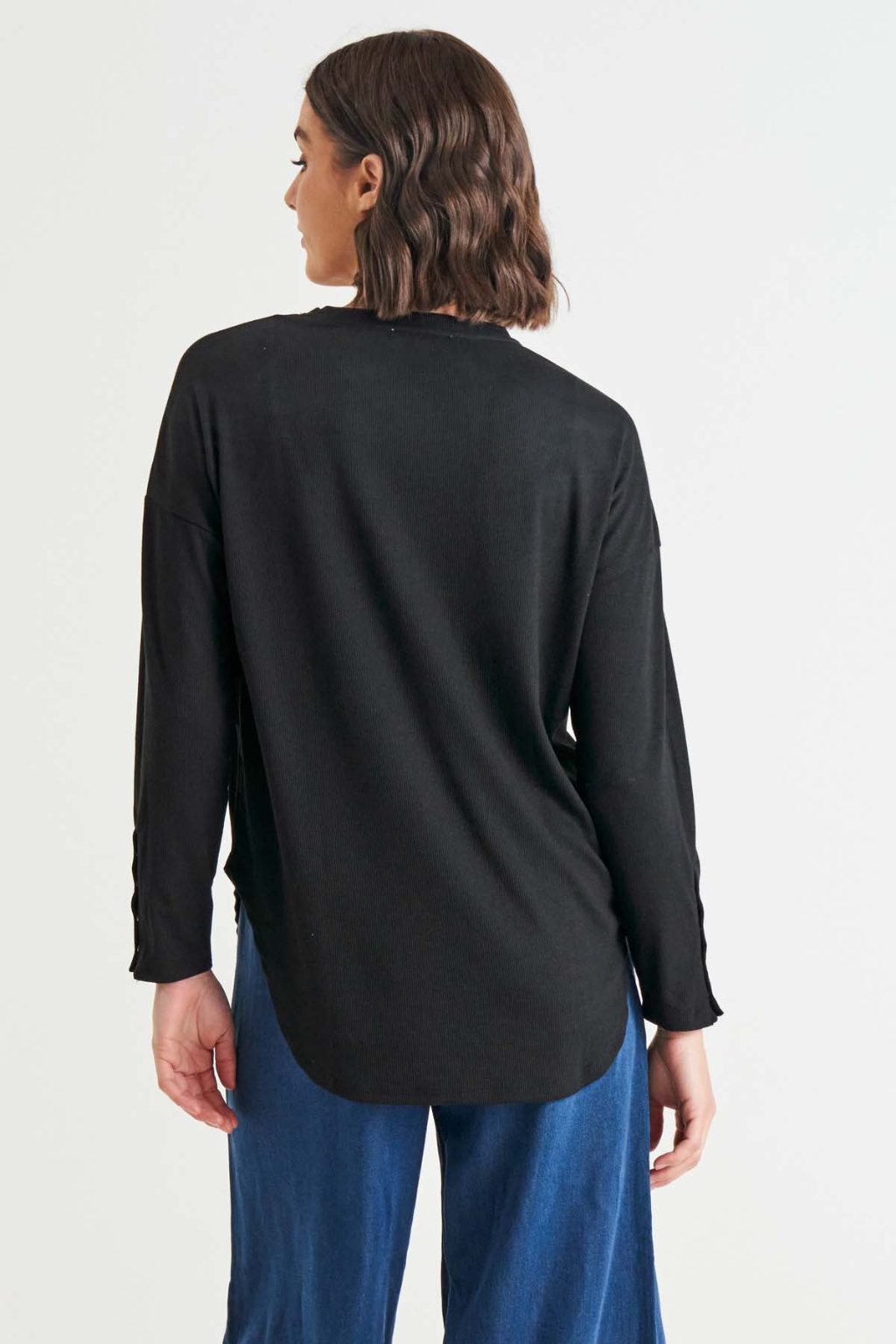 Betty Basics Malika Ribbed Long Sleeve - Black