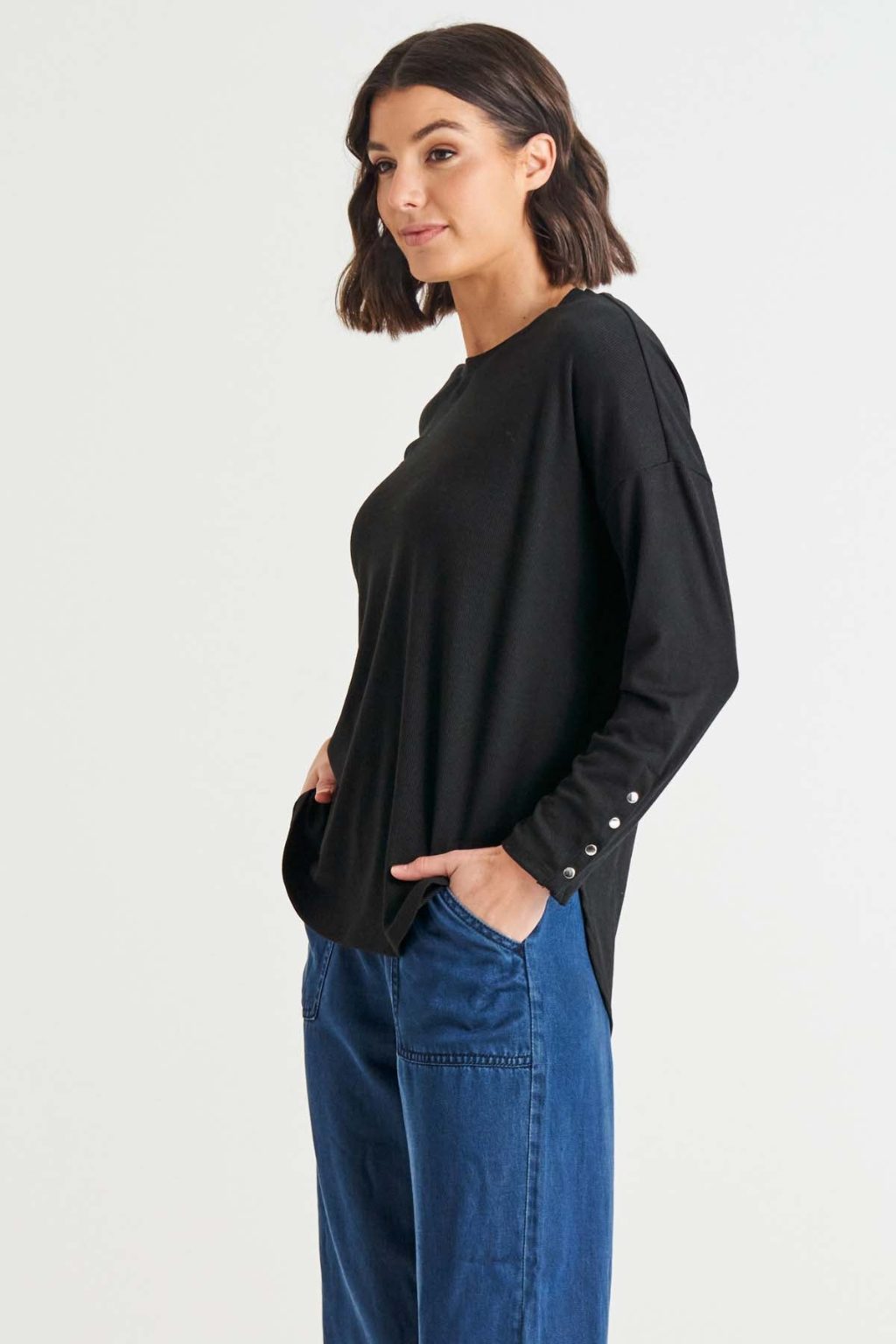 Betty Basics Malika Ribbed Long Sleeve - Black