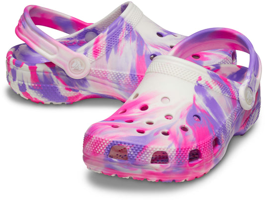 Kids Croc Glow Marbled Classic Clog | Pink Crush / Multi