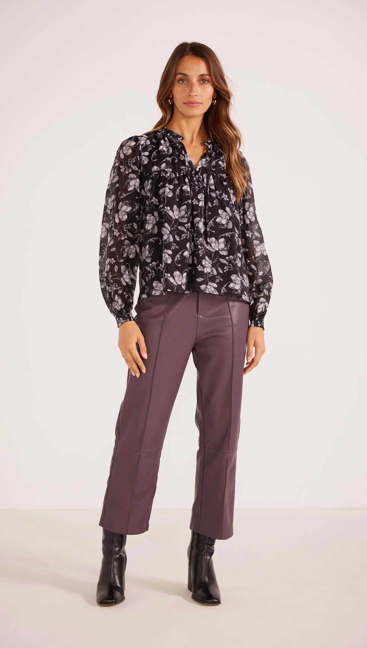 Mink Pink Luzette Blouse - Black Floral