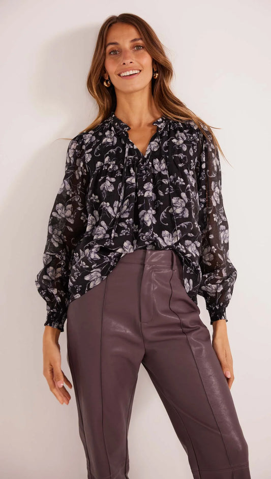 Mink Pink Luzette Blouse - Black Floral