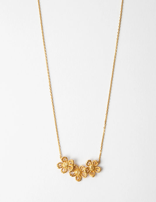 Stella + Gemma Brushed Flower Necklace | Gold