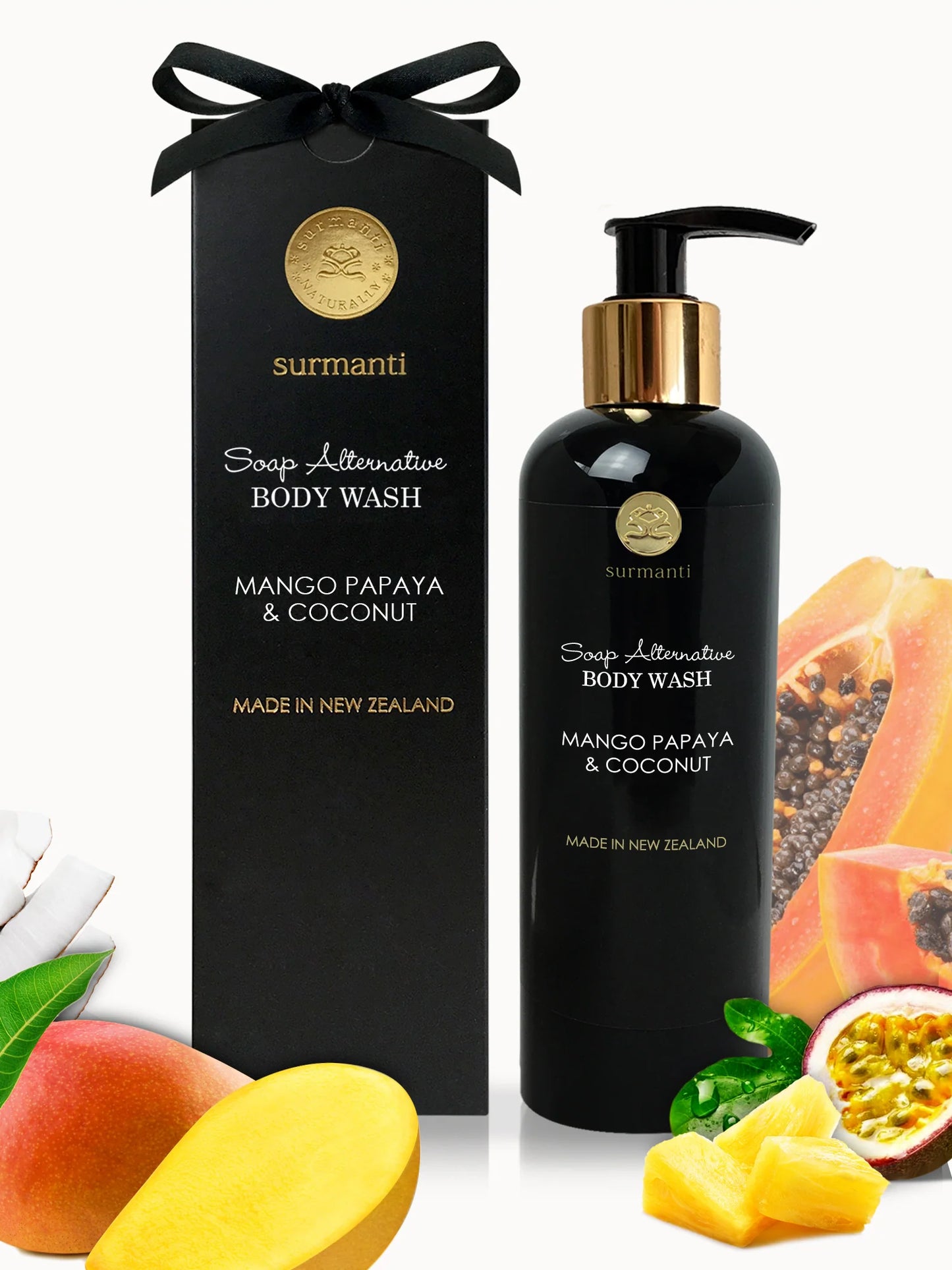 Surmanti Body Wash Soap Alternative - Mango, Papaya and Coconut