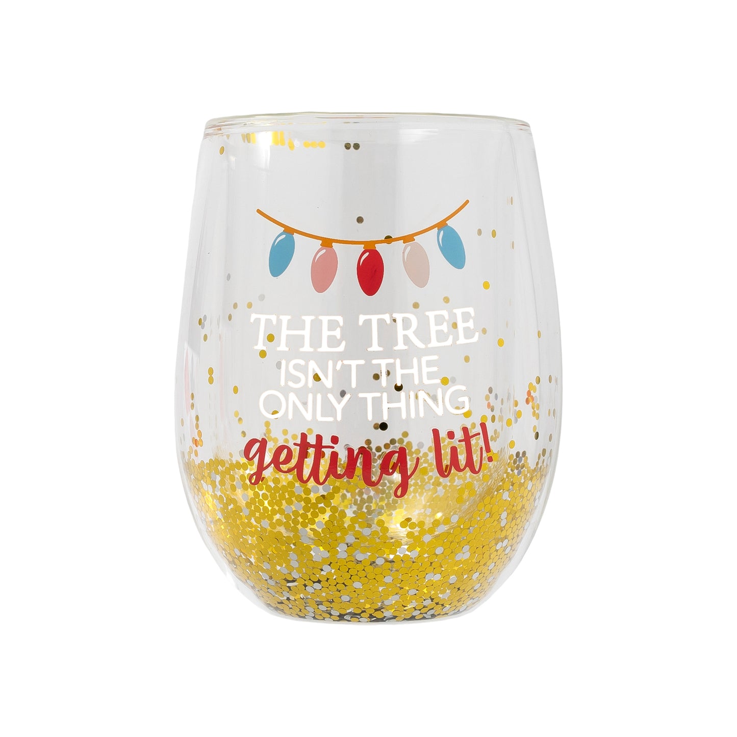 Festive Stemless Glass - Getting Lit