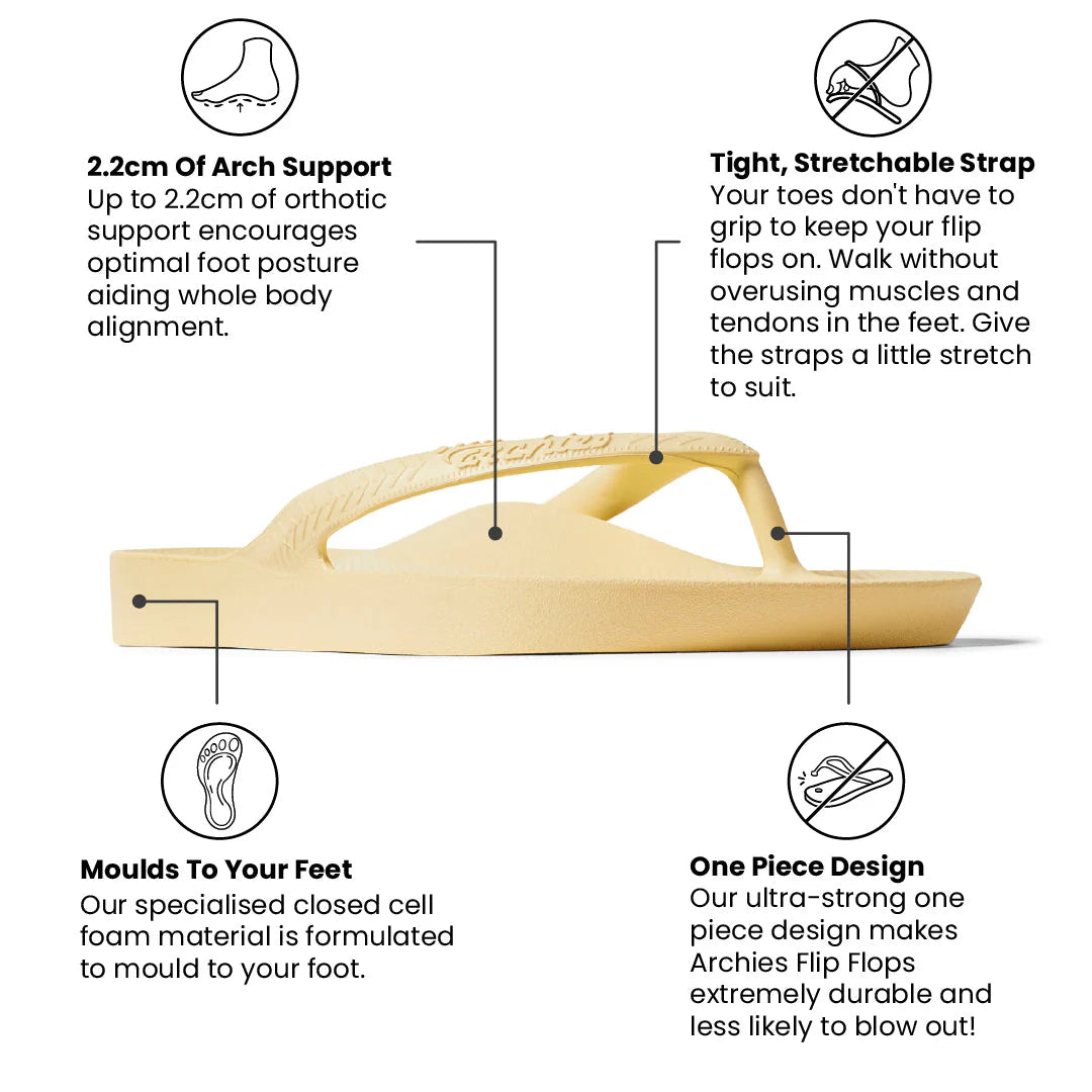 Archies Arch Support Jandals - Lemon