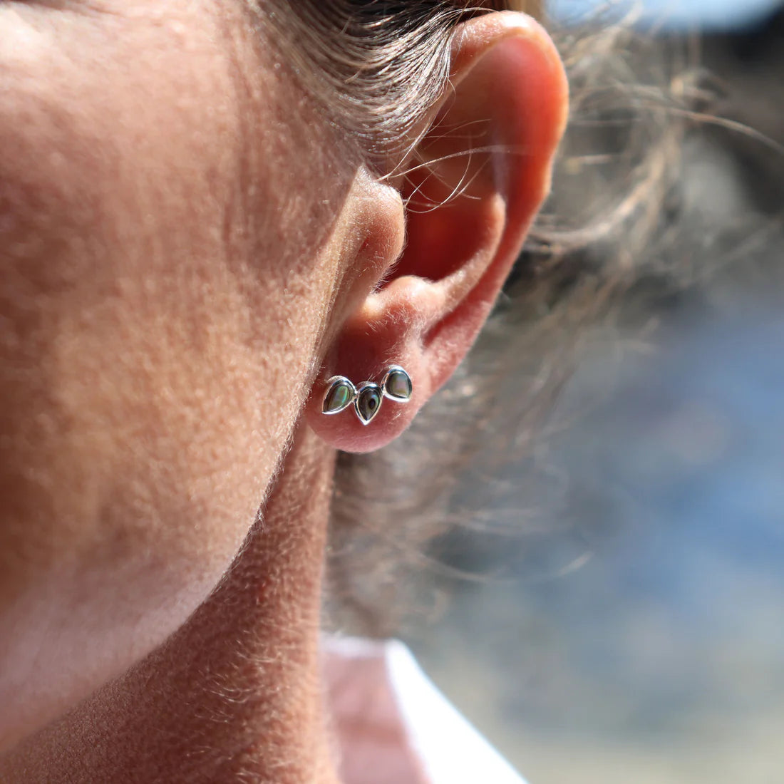 Little Taonga Sterling Silver Paua Petal Studs