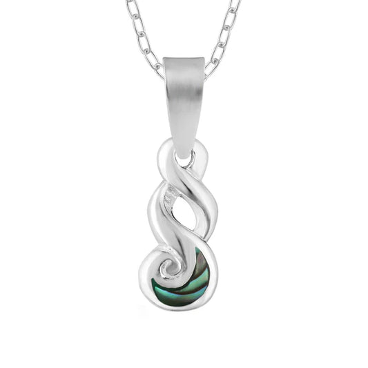 Little Taonga Sterling Silver Paua Twist Necklace