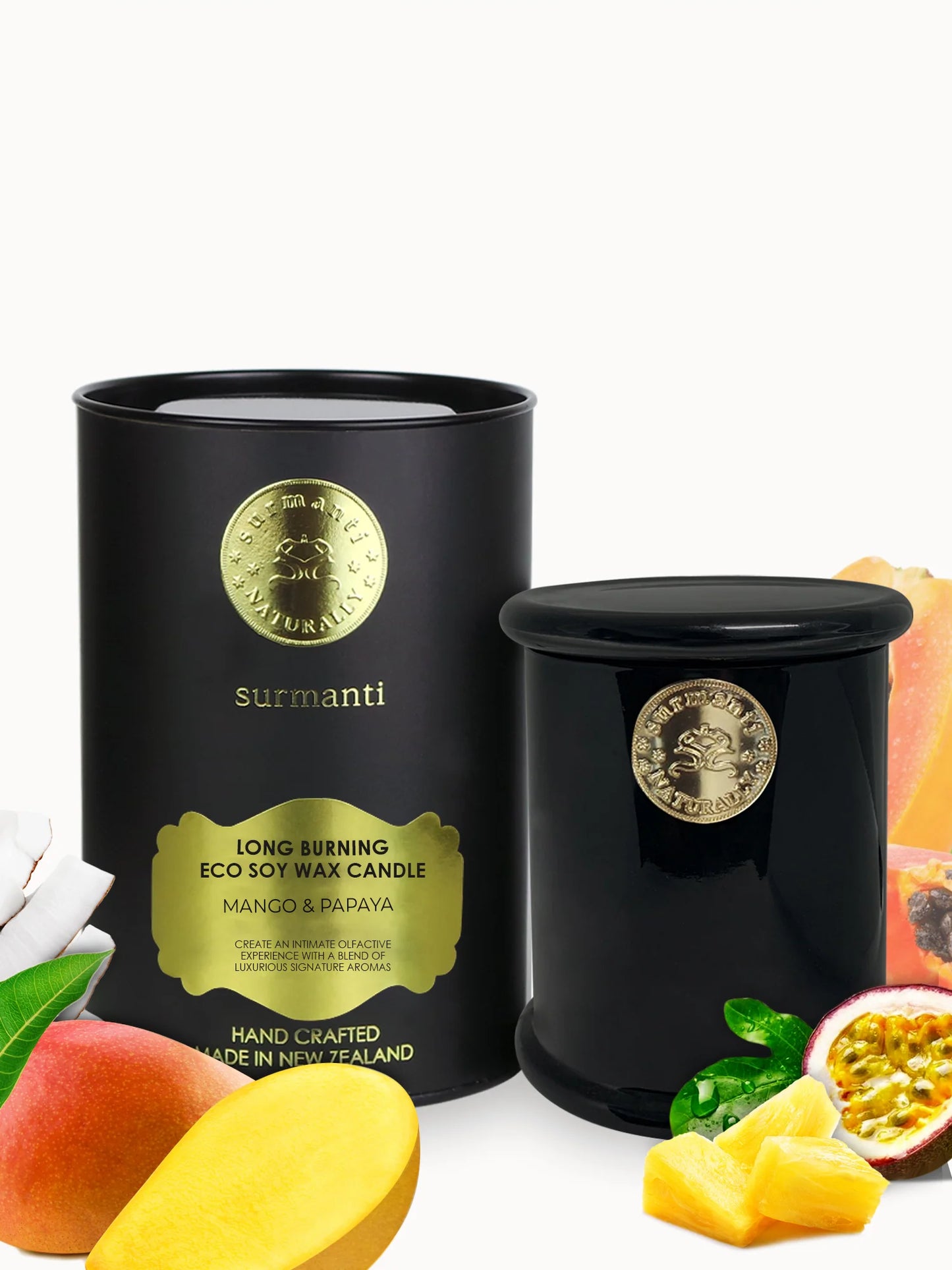 Surmanti Mango Papaya & Coconut Long Burning Ecosoy Candle