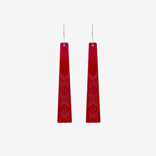 Nichola Earrings - Tāniko I Red Clear