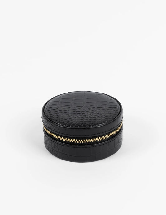 Stella + Gemma Jewel Box | Black Croc Round