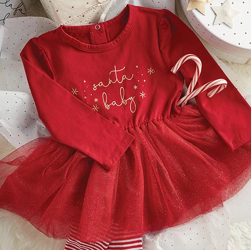 Santa Baby Dress - 6-12m