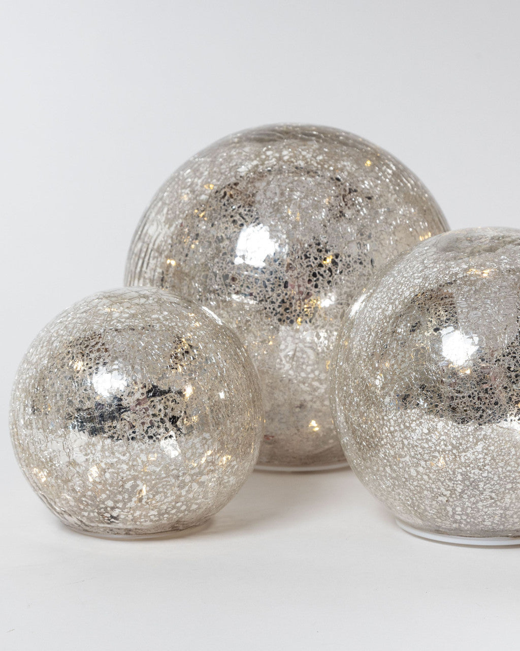 Stellar Lights Crackle Glass Orbs | Silver