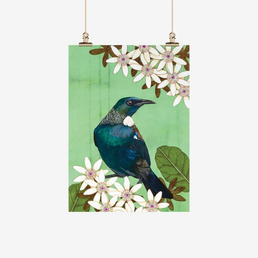 Kathryn Furniss Tea Towel - Tui in the Sky Flowers