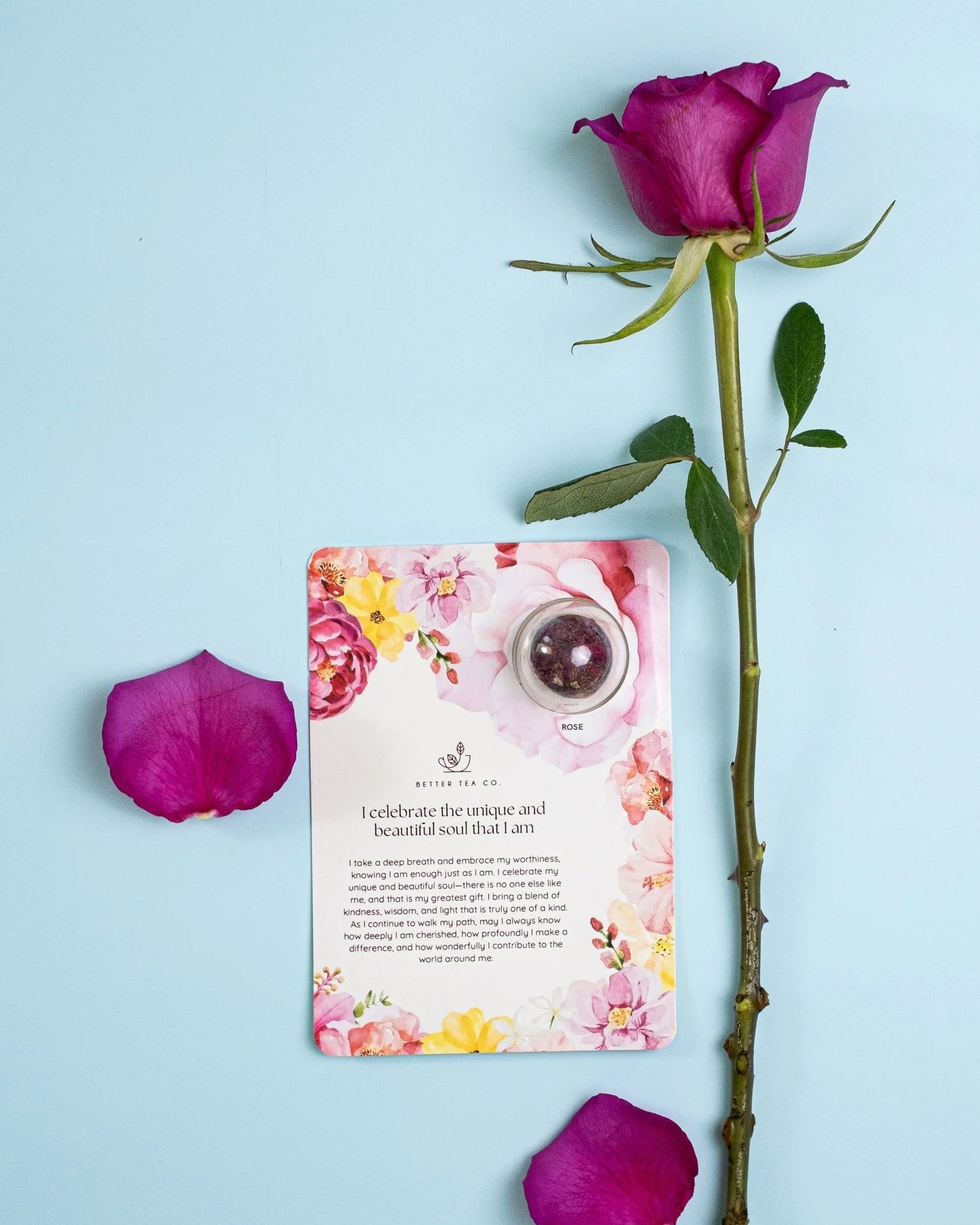 Better Tea Co. Affirmation Greeting Card with Blooming Tea