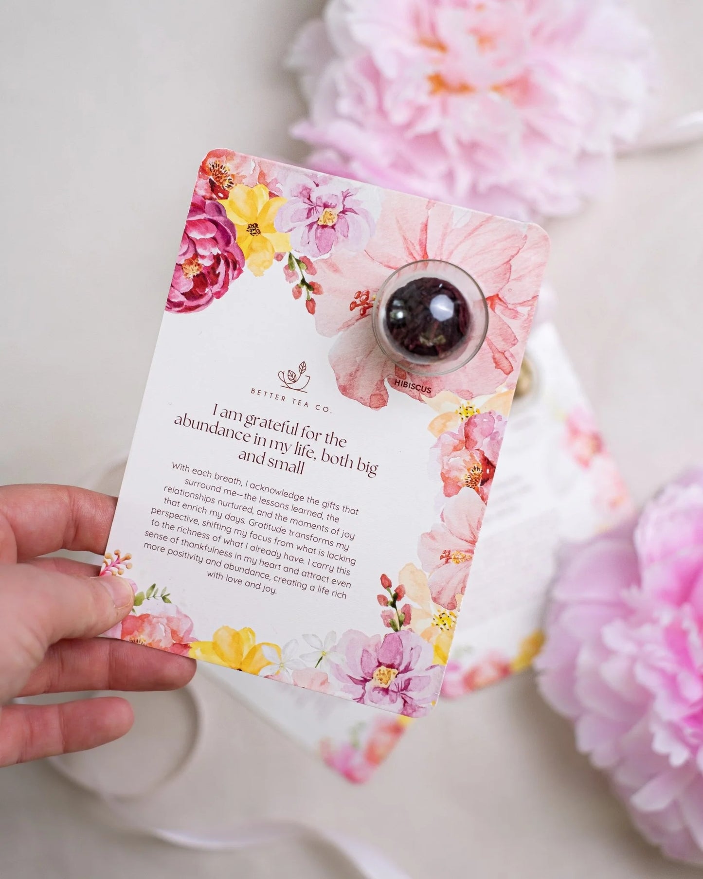 Better Tea Co. Affirmation Greeting Card with Blooming Tea