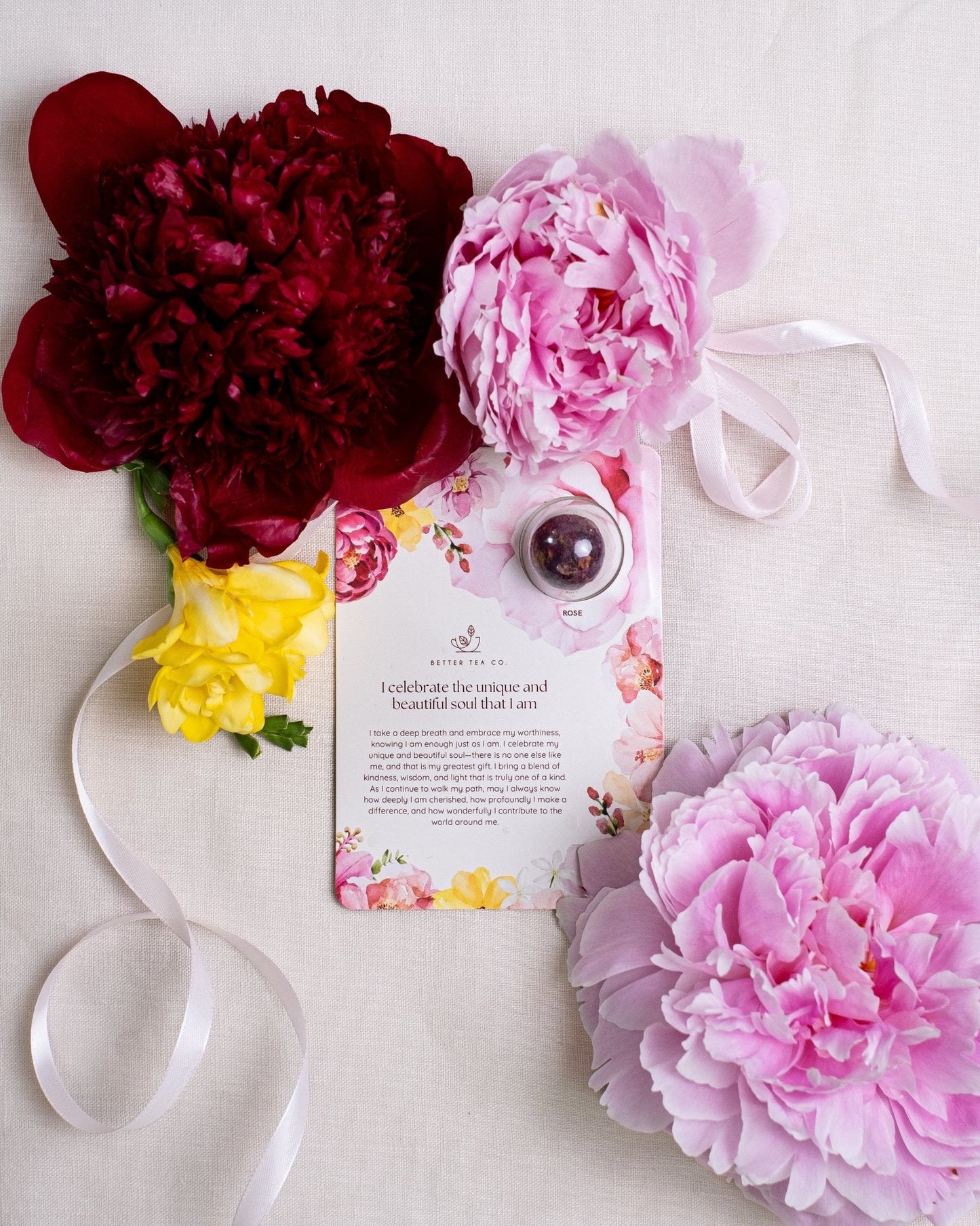 Better Tea Co. Affirmation Greeting Card with Blooming Tea