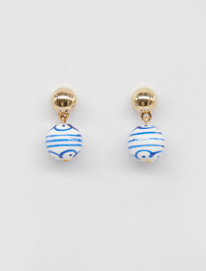 Stella + Gemma Ceramic Blue Stripe Earrings