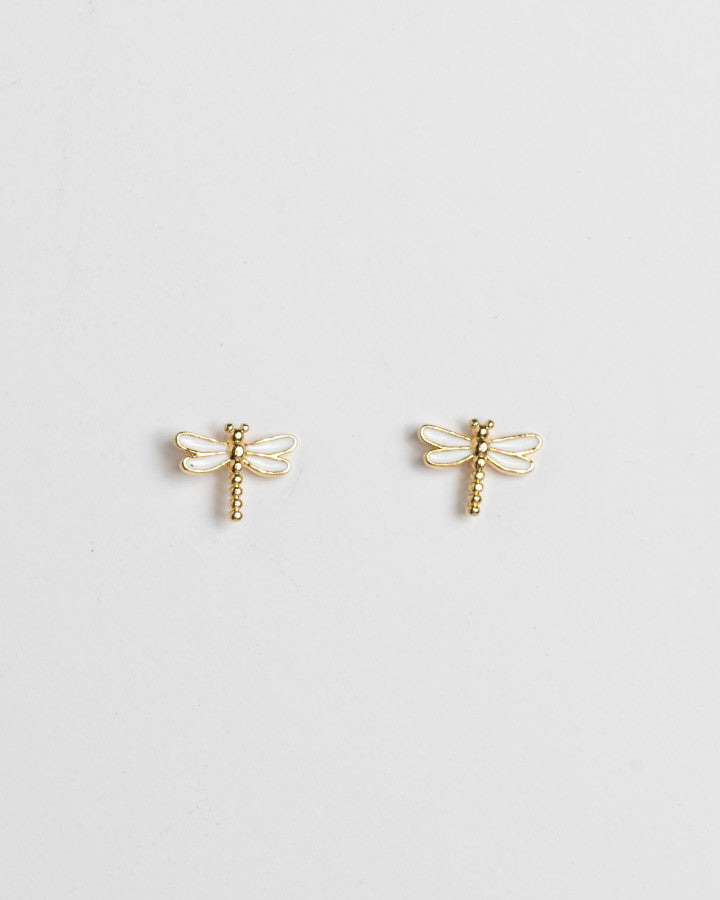 Stella + Gemma Dragonfly Earrings | White