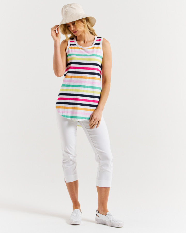 Betty Basics Keira Tank | Rainbow Stripe