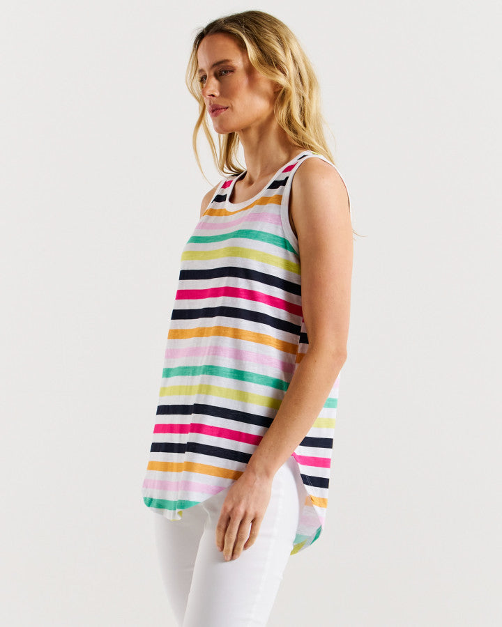 Betty Basics Keira Tank | Rainbow Stripe