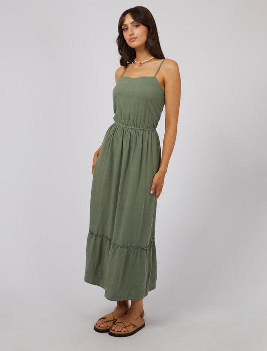 All About Eve Luxe Linen Maxi Dress - Khaki