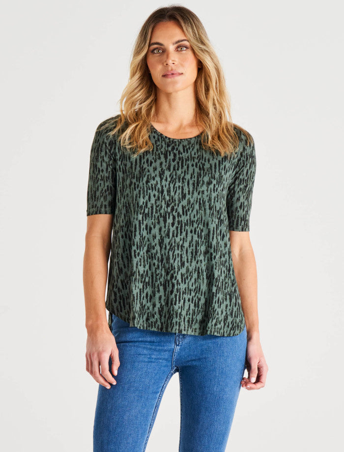 Betty Basics Maya Tee - Abstract Green