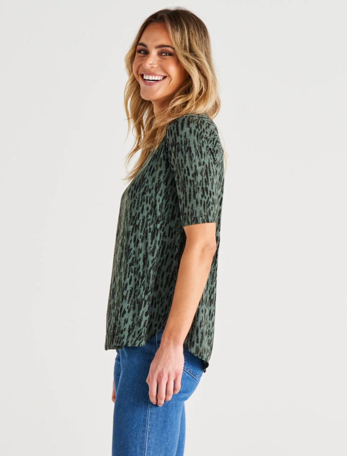 Betty Basics Maya Tee - Abstract Green