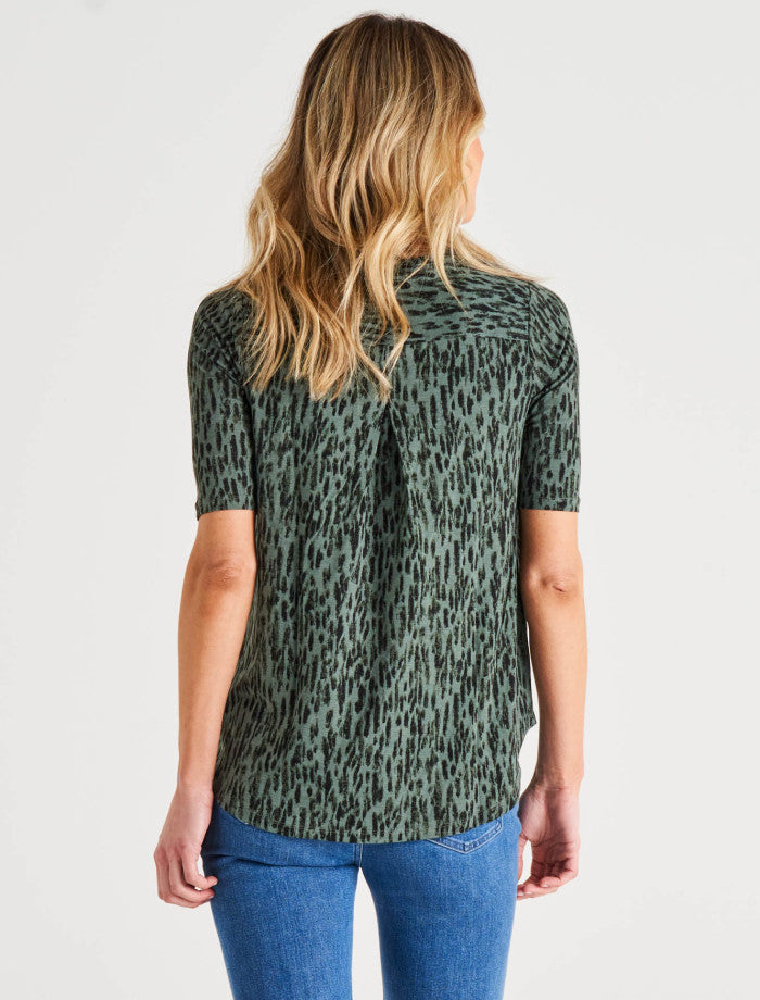 Betty Basics Maya Tee - Abstract Green