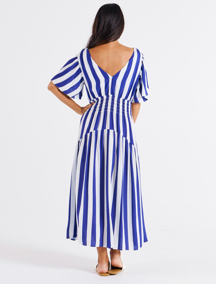 Betty Basics Louisa Dress - Blue Stripe