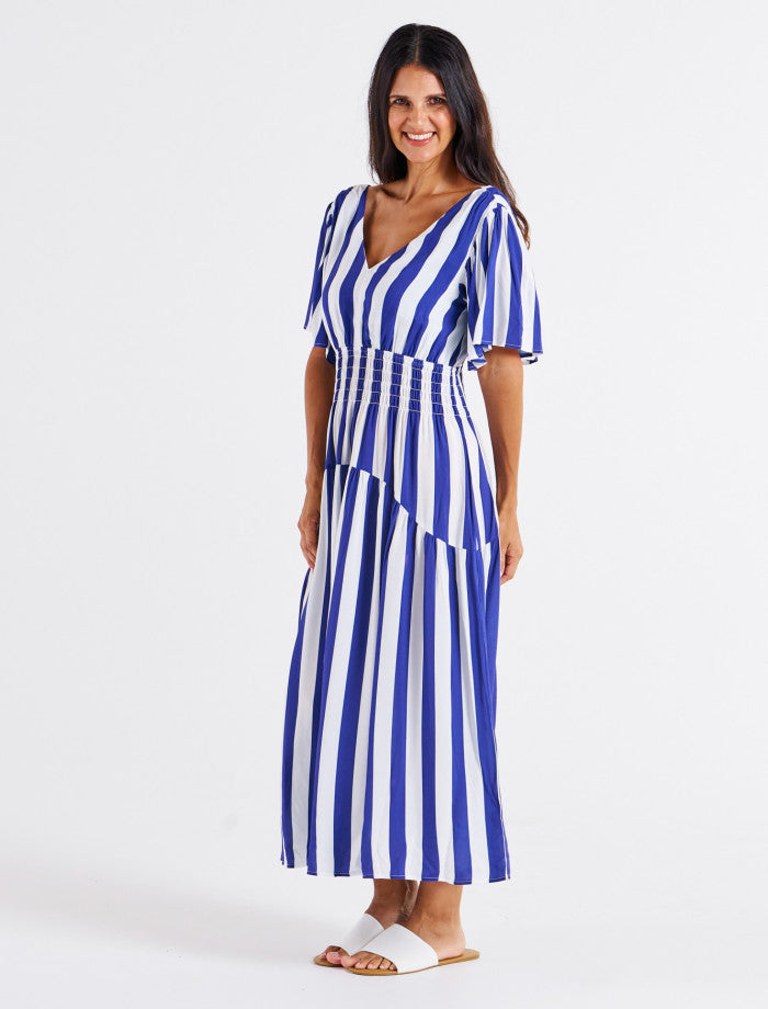 Betty Basics Louisa Dress - Blue Stripe