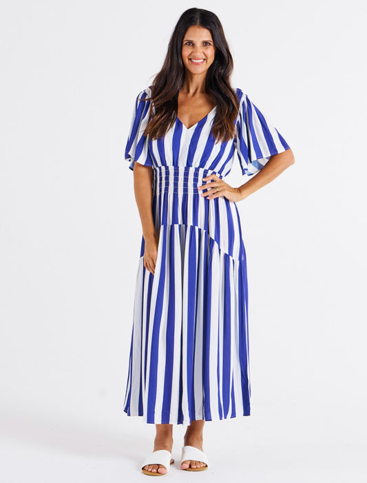 Betty Basics Louisa Dress - Blue Stripe