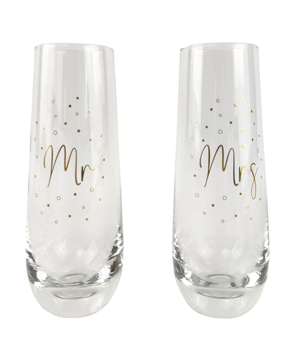 Mr & Mrs Stemless Champagne Glasses - set of 2