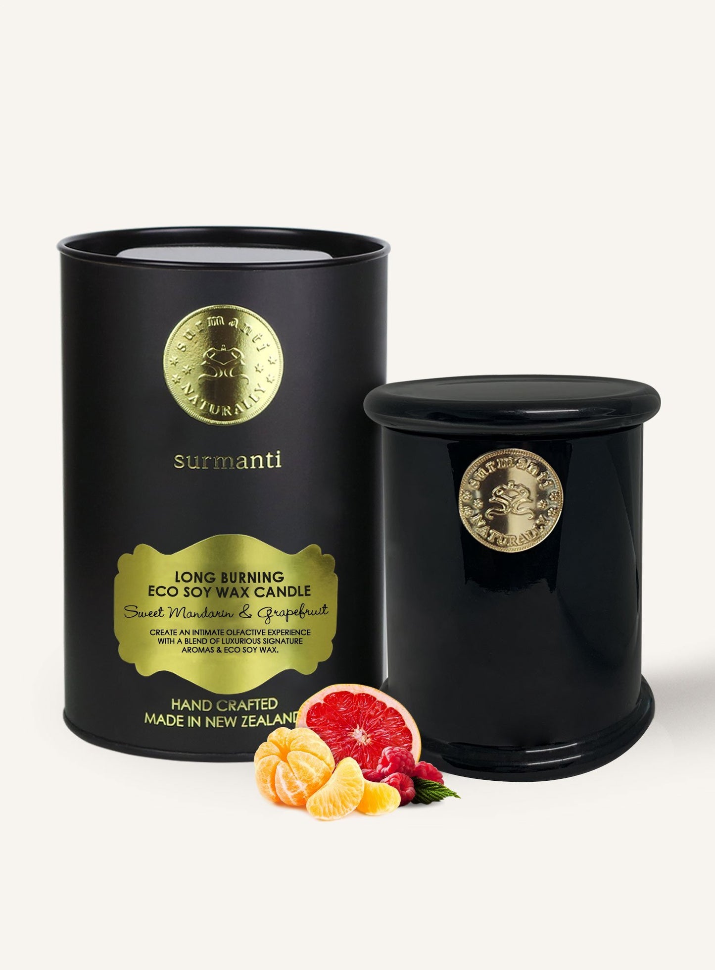 Surmanti Long Burning Eco Soy Candle  - Sweet Mandarin & Grapefruit