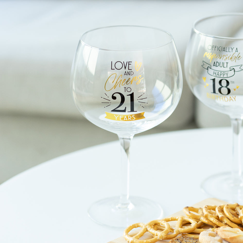 Sip Celebration 21st Balloon Glass